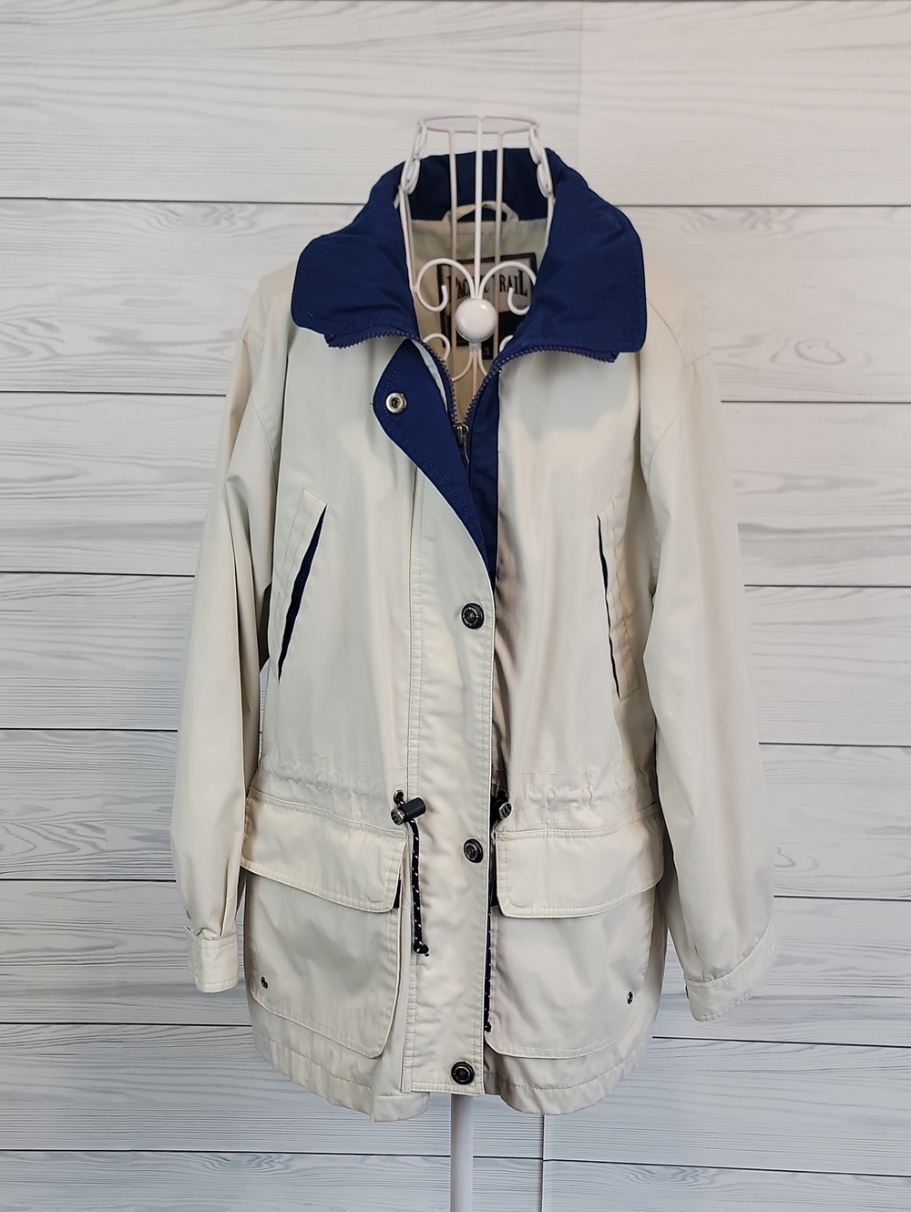Pacific Trail Two-Tone Utility Jacket - Cream & Navy Vintage Womens Size S